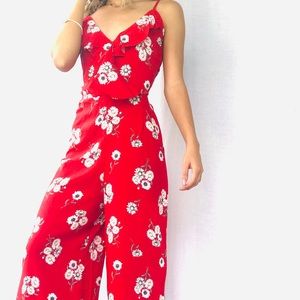 Floral red jumpsuit